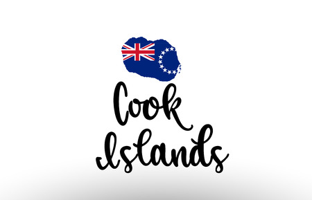 Cook Islands country big text with flag inside map suitable for a logo icon designのイラスト素材