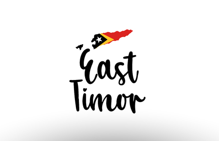 East Timor country big text with flag inside map suitable for a logo icon designのイラスト素材