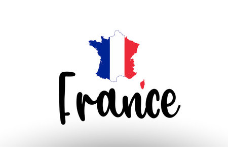 France country big text with flag inside map suitable for a logo icon designのイラスト素材