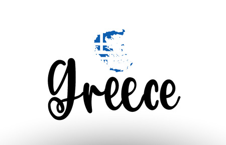 Greece country big text with flag inside map suitable for a logo icon designのイラスト素材