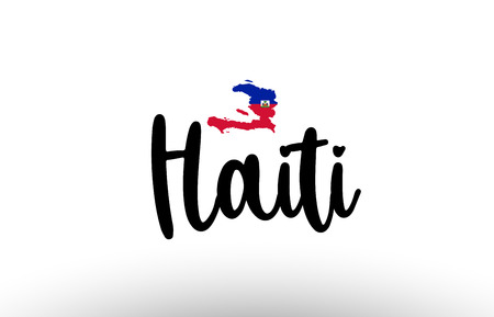Haiti country big text with flag inside map suitable for a logo icon designのイラスト素材