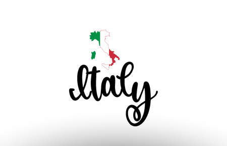 Italy country big text with flag inside map suitable for a logo icon designのイラスト素材