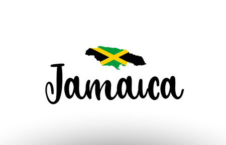Jamaica country big text with flag inside map suitable for a logo icon designのイラスト素材