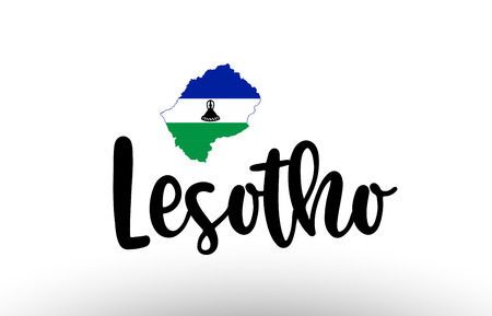 Lesotho country big text with flag inside map suitable for a logo icon designのイラスト素材