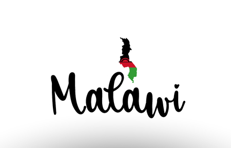 Malawi country big text with flag inside map suitable for a logo icon designのイラスト素材