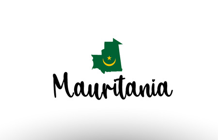 Mauritania country big text with flag inside map suitable for a logo icon designのイラスト素材