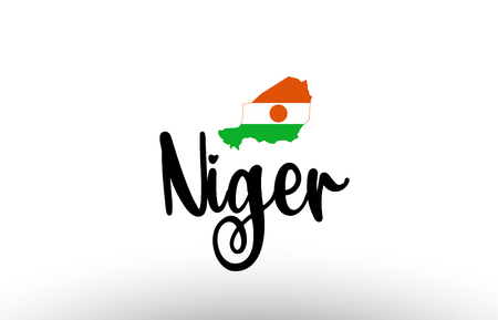 Niger country big text with flag inside map suitable for a logo icon designのイラスト素材