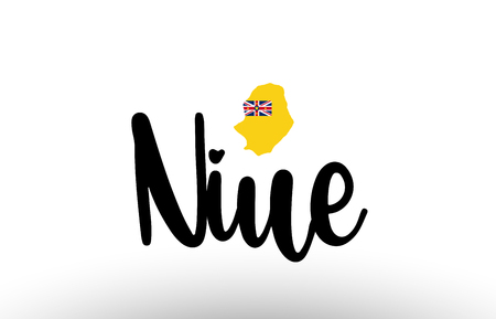 Niue country big text with flag inside map suitable for a logo icon designのイラスト素材