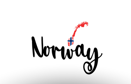 Norway country big text with flag inside map suitable for a logo icon designのイラスト素材