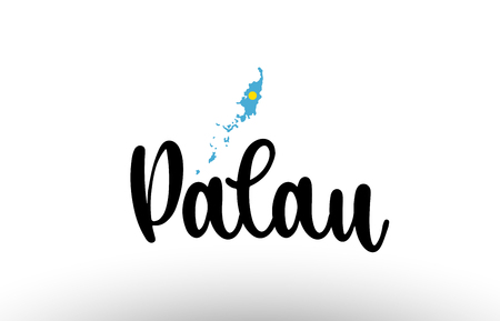 Palau country big text with flag inside map suitable for a logo icon designのイラスト素材