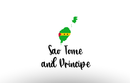 Sao Tome and Principe country big text with flag inside map suitable for a logo icon designのイラスト素材
