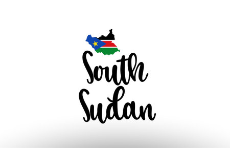 South Sudan country big text with flag inside map suitable for a logo icon designのイラスト素材