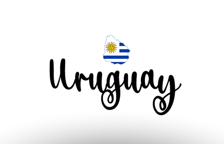Uruguay country big text with flag inside map suitable for a logo icon designのイラスト素材