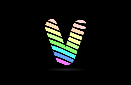 rainbow color design of alphabet letter v with lines stripe as a logo for a company or businessのイラスト素材