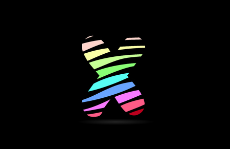 rainbow color design of alphabet letter x with lines stripe as a logo for a company or businessのイラスト素材