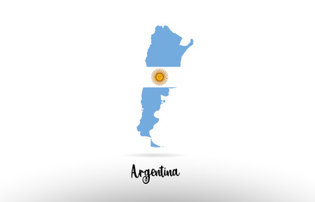 Argentina country flag inside country border map design suitable for a logo icon designのイラスト素材
