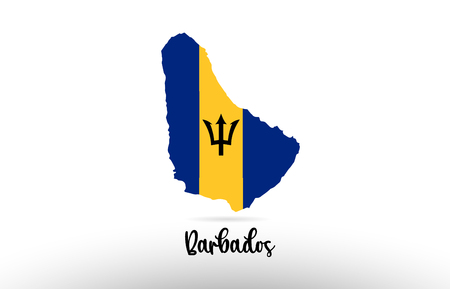 Barbados country flag inside country border map design suitable for a logo icon designのイラスト素材