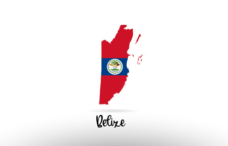 Belize country flag inside country border map design suitable for a logo icon designのイラスト素材