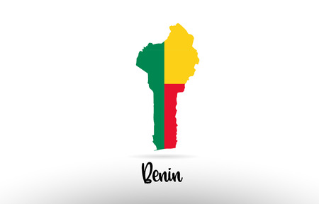 Benin country flag inside country border map design suitable for a logo icon designのイラスト素材