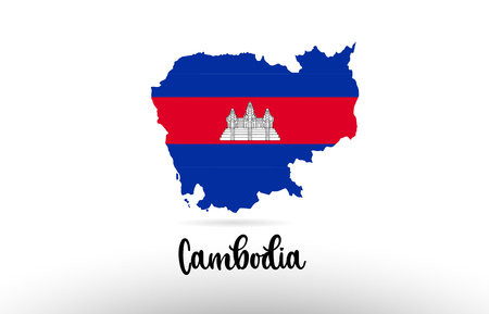 Cambodia country flag inside country border map design suitable for a logo icon designのイラスト素材