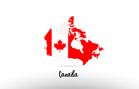 Canada country flag inside country border map design suitable for a logo icon designのイラスト素材