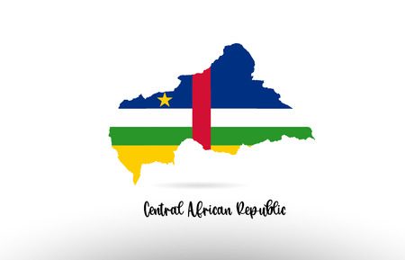 Central African Republic country flag inside country border map design suitable for a logo icon designのイラスト素材