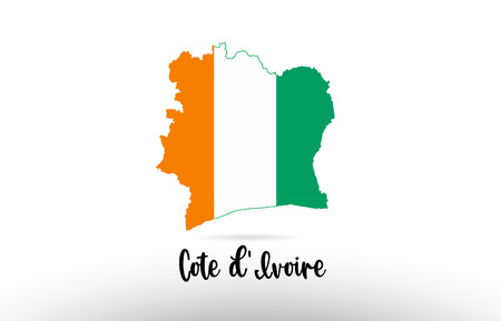 Cote d'Ivoire country flag inside country border map design suitable for a logo icon designのイラスト素材