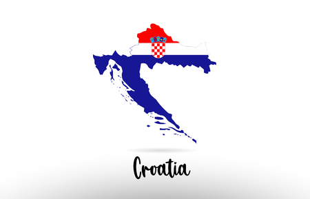 Croatia country flag inside country border map design suitable for a logo icon designのイラスト素材