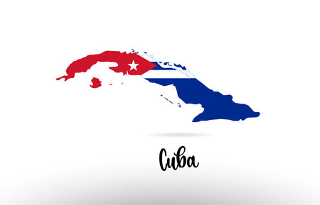 Cuba country flag inside country border map design suitable for a logo icon designのイラスト素材