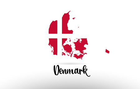 Denmark country flag inside country border map design suitable for a logo icon designのイラスト素材