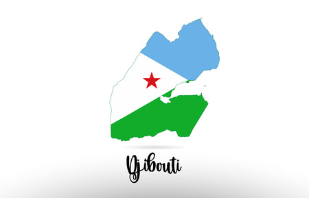 Djibouti country flag inside country border map design suitable for a logo icon designのイラスト素材