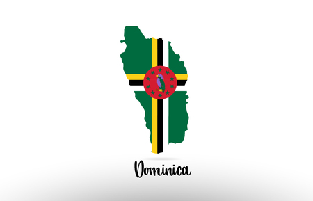 Dominica country flag inside country border map design suitable for a logo icon designのイラスト素材