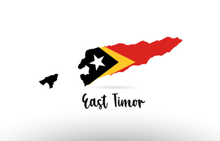 East Timor country flag inside country border map design suitable for a logo icon designのイラスト素材