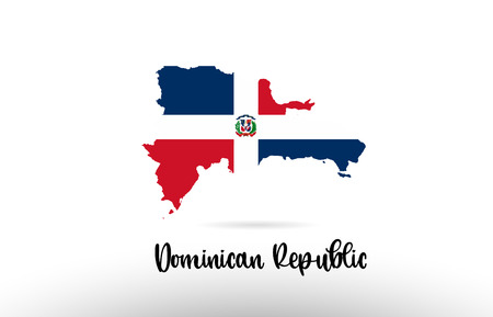 Dominican Republic country flag inside country border map design suitable for a logo icon designのイラスト素材