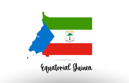 Equatorial Guinea country flag inside country border map design suitable for a logo icon designのイラスト素材