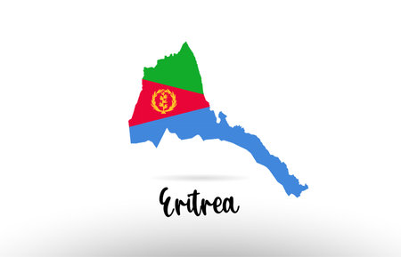 Eritrea country flag inside country border map design suitable for a logo icon designのイラスト素材