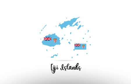 Fiji Islands country flag inside country border map design suitable for a logo icon designのイラスト素材