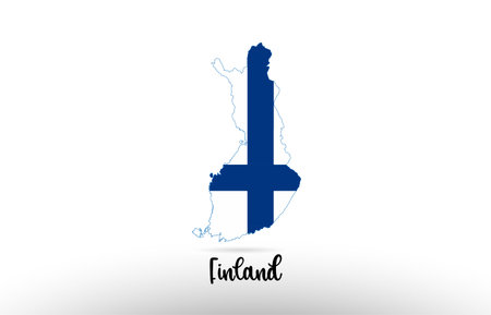 Finland country flag inside country border map design suitable for a logo icon designのイラスト素材