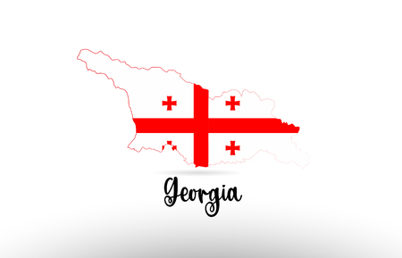 Georgia country flag inside country border map design suitable for a logo icon designのイラスト素材
