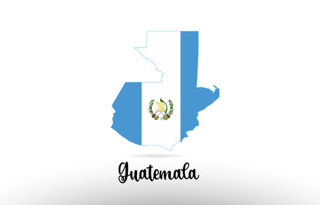 Guatemala country flag inside country border map design suitable for a logo icon designのイラスト素材