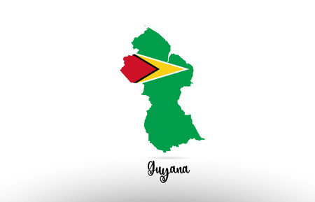 Guyana country flag inside country border map design suitable for a logo icon designのイラスト素材