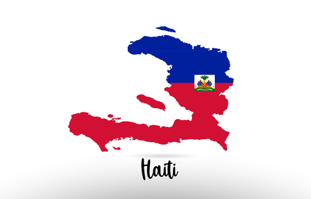 Haiti country flag inside country border map design suitable for a logo icon designのイラスト素材