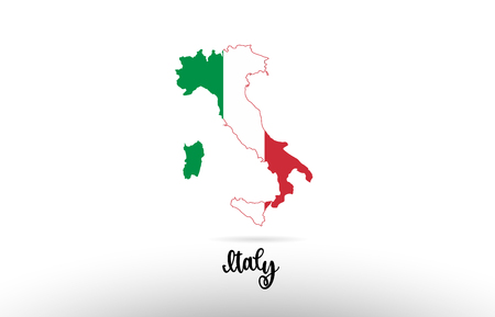 Italy country flag inside country border map design suitable for a logo icon designのイラスト素材