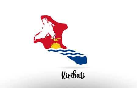 Kiribati country flag inside country border map design suitable for a logo icon designのイラスト素材