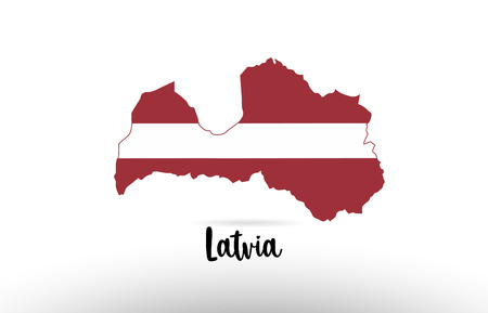 Latvia country flag inside country border map design suitable for a logo icon designのイラスト素材