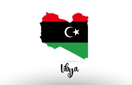 Libya country flag inside country border map design suitable for a logo icon designのイラスト素材