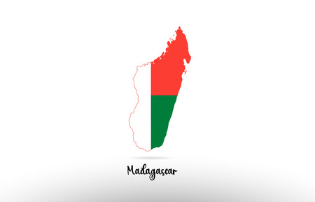 Madagascar country flag inside country border map design suitable for a logo icon designのイラスト素材