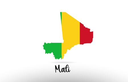 Mali country flag inside country border map design suitable for a logo icon designのイラスト素材