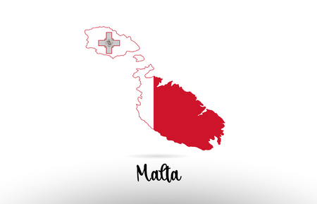 Malta country flag inside country border map design suitable for a logo icon designのイラスト素材