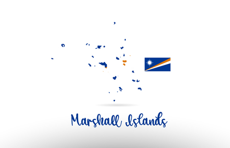 Marshall Islands country flag inside country border map design suitable for a logo icon designのイラスト素材